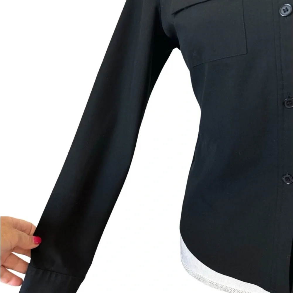 ANN TAYLOR BLACK BUTTON FRONT TOP w/STRETCH SIZE: 2 #4 - Picture 3 of 8